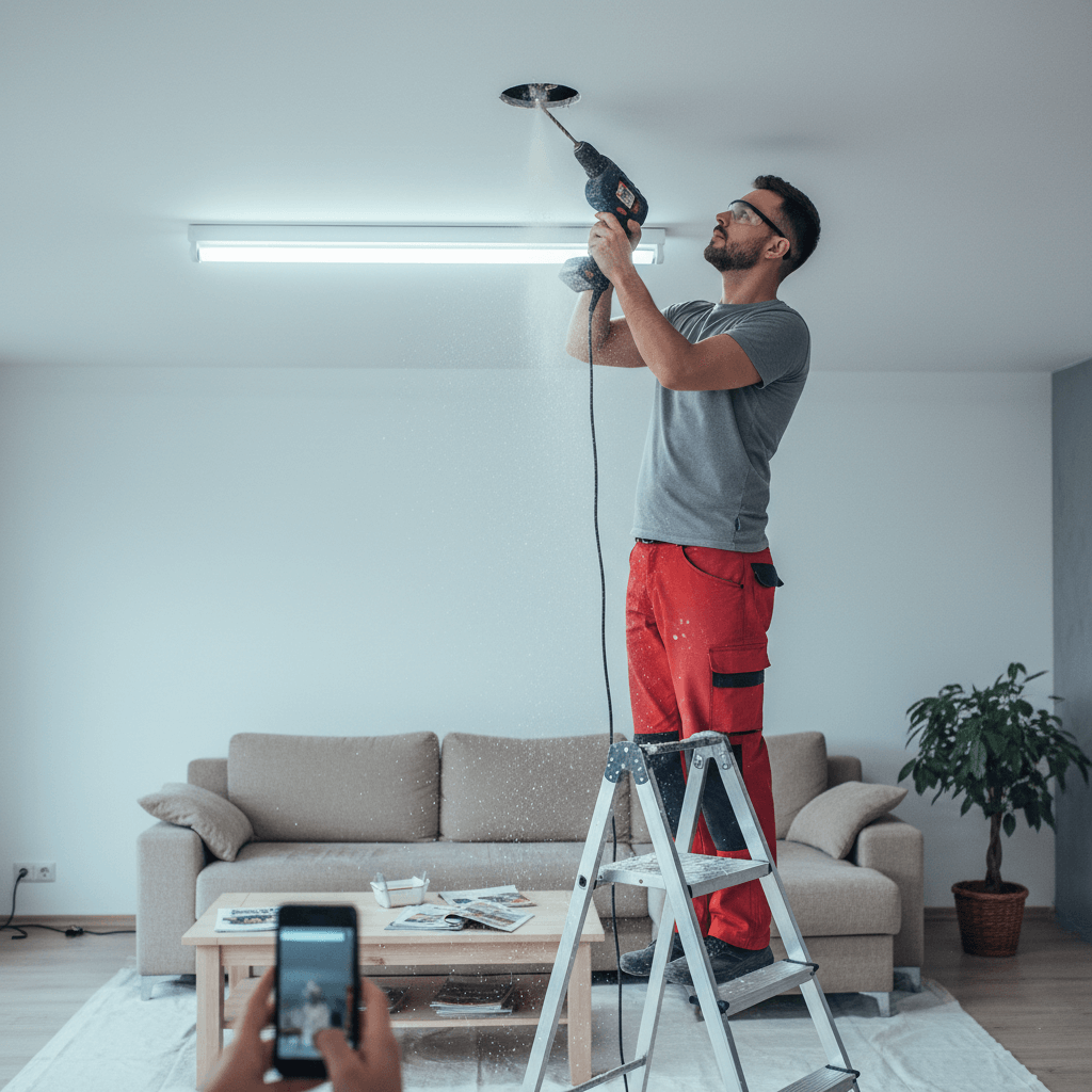 Fachgerechte Montage von Deckenleuchten und Schaltern